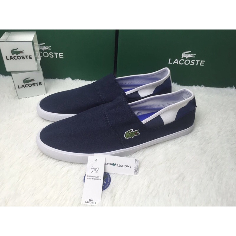 giày lười vải nam thêu logo hoạ tiết nhỏ lacoste