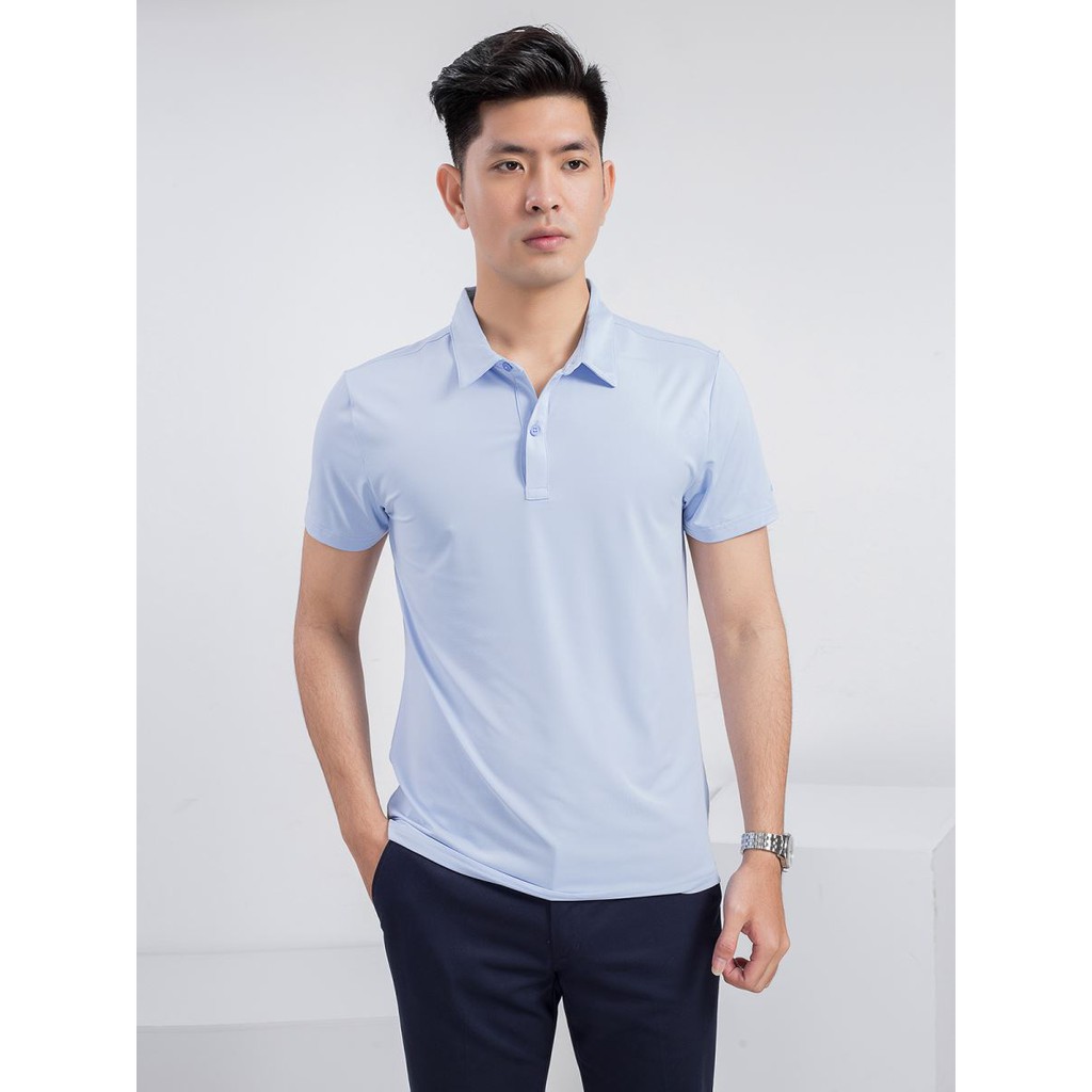 <Sale off 40%>Áo phông nam ngắn tay có cổ, áo thun có cổ ARISTINO mầu xanh da trời dáng slim fit  APS62S8, giá tag 395