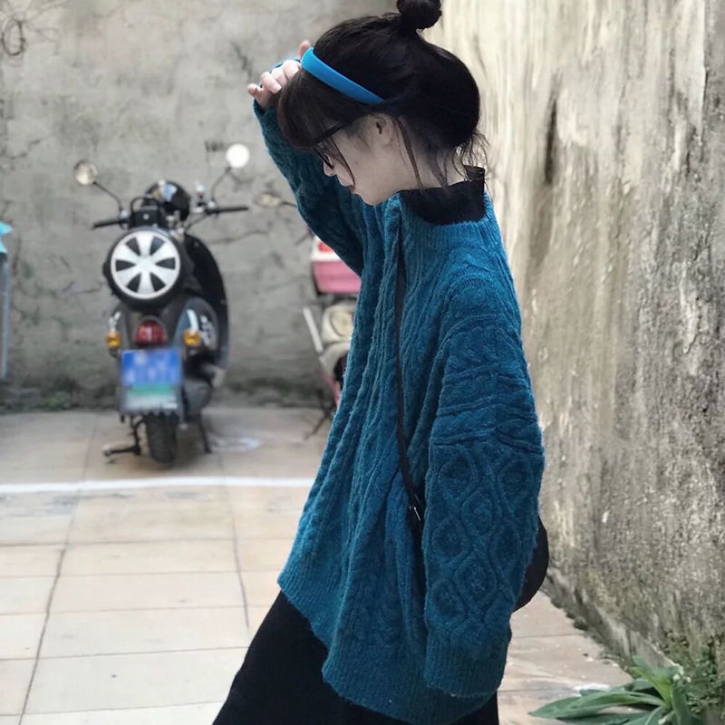 Áo Len Tay Dài Cổ Tròn Dáng Rộng Phong Cách Hàn Quốc Thời Trang Mới Cho Nữ