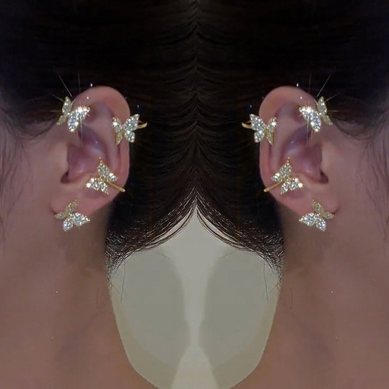 Bông Tai Hình Hoa Tuyết Đính Đá Lấp Lánh Không Xỏ Lỗ Thời Trang Nữ