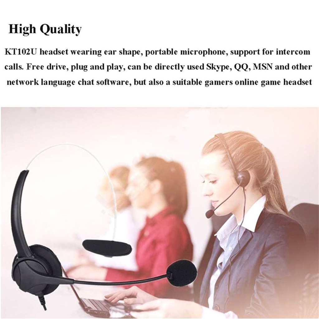 USB Headset Microphone Adjustable Noise Canceling Earphone for PC Laptop