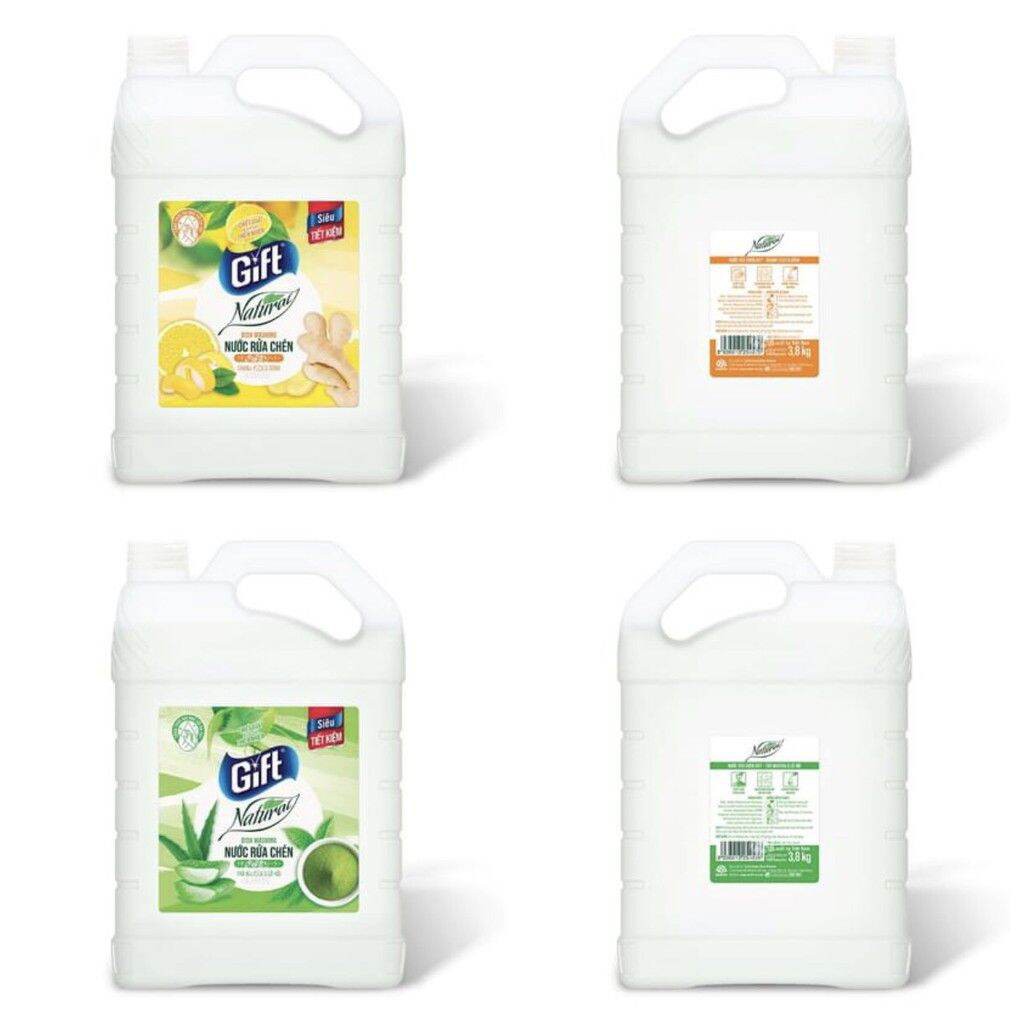 Nước rửa chén Gift thiên nhiên 3.8kg hương Gừng, hương Matcha lô hội, hương Cám gạo Collagen