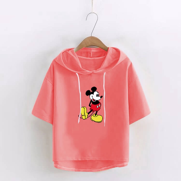Áo Hoodie Có Nón Ngắn Tay Thời Trang Cho Nữ