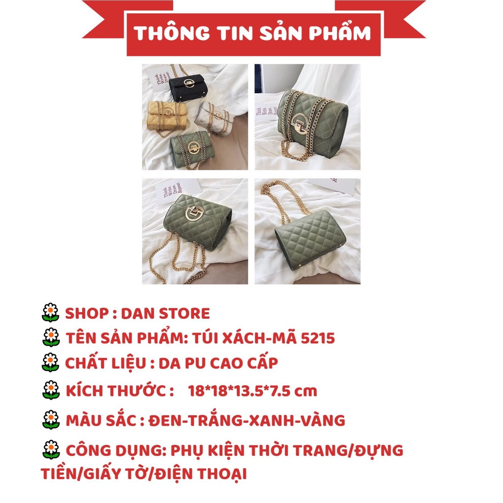 Túi Xách NữTặng QuàTúi Nữ Đẹp Đeo Chéo cỡ nhỏ phối dây xích thời trang thanh lịch nhẹ nhàng MÃ 5215