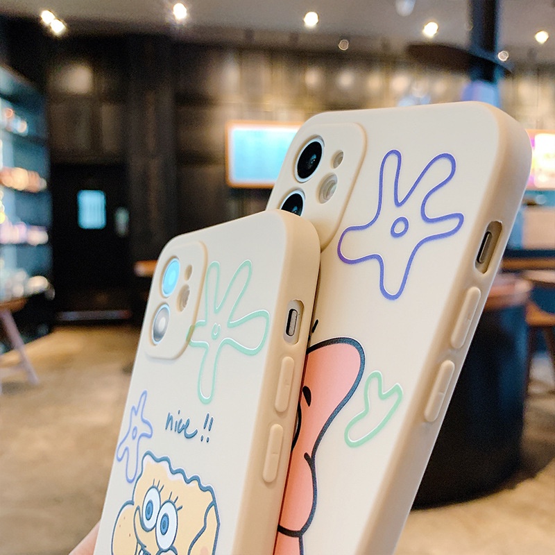 Ốp lưng iphone vuông cạnh ốp iphone 11 pro max bọt biển tinh nghịch uống trà sữa 6/6plus/7plus/8/x/xsmax/12promax e87
