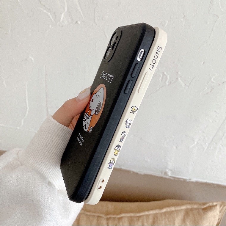 Ốp Lưng Iphone Cạnh Vuông, Bảo Vệ Camera SNOOPY 7Plus,8Plus,x,xs,xsmax,11,11promax,12,12promax,13,13promax