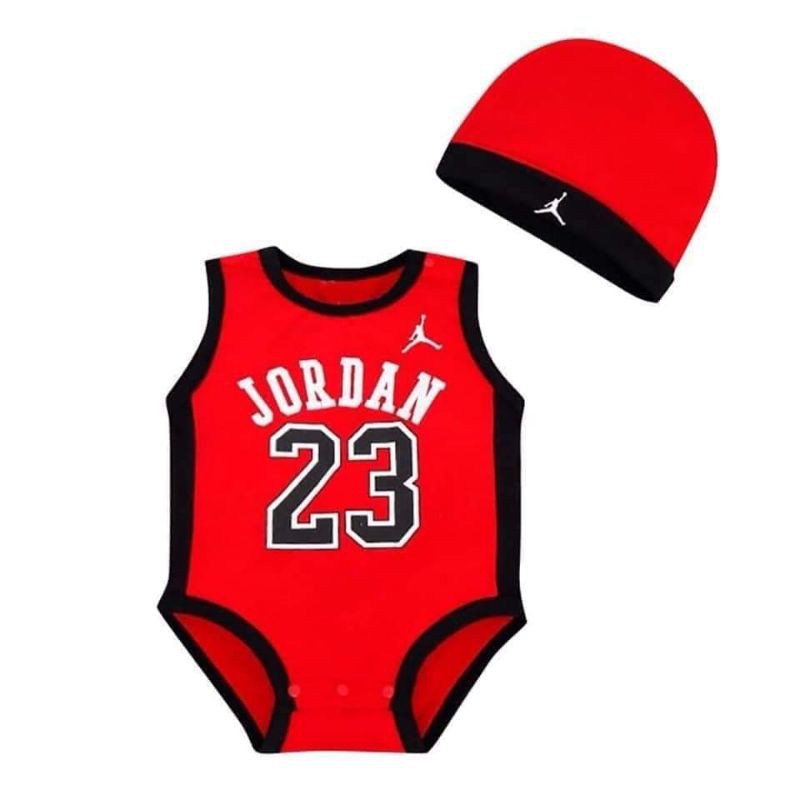 Bộ Áo Liền Quần + Mũ Bóng Rổ NBA Jd Jordan 23 Cho Bé Trai