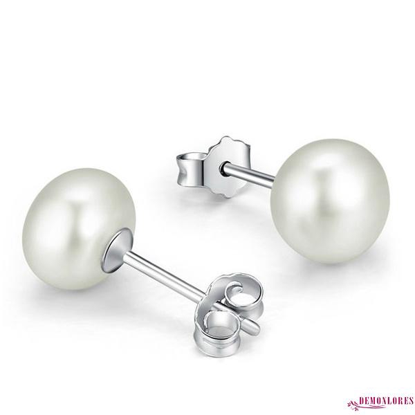 Đôi hoa tai kiểu ngọc trai nhân tạo 8-9mm độc đáo dành cho nữ