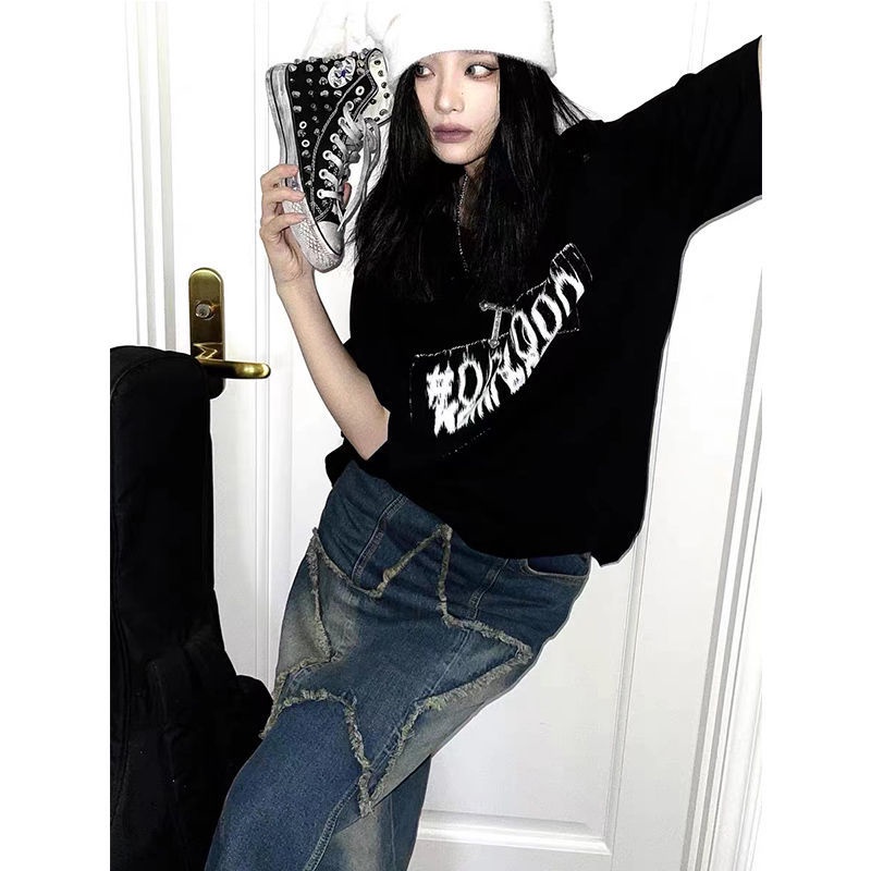 Chân Váy Jean Rách Ba Chiều Xuân Hè Phong Cách Retro Mỹ y2k Millennium y2k