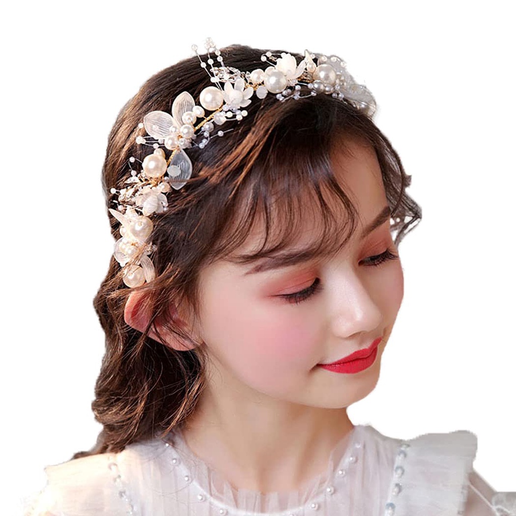 Băng Đô Hình Vương Miện Đính Ngọc Trai Nhân Tạo Thời Trang
