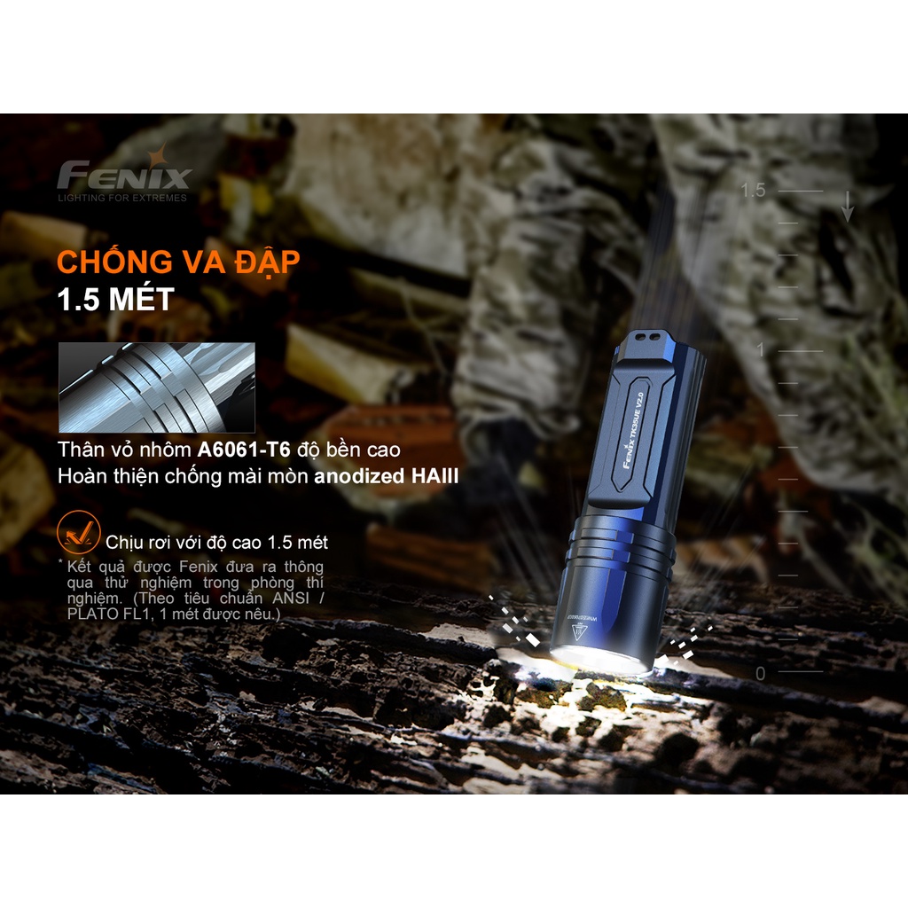 Đèn pin FENIX TK35UE V2.0 độ sáng 5000 lumen chiếu xa 400m 3 LED sử dụng 2 pin sạc 18650