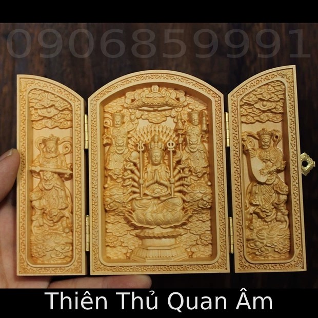 ((GIÁ GỐC ))Hộp tượng gỗ phật bản mệnh Thiên Thủ Quan Âm - Gỗ Hoàng Dương