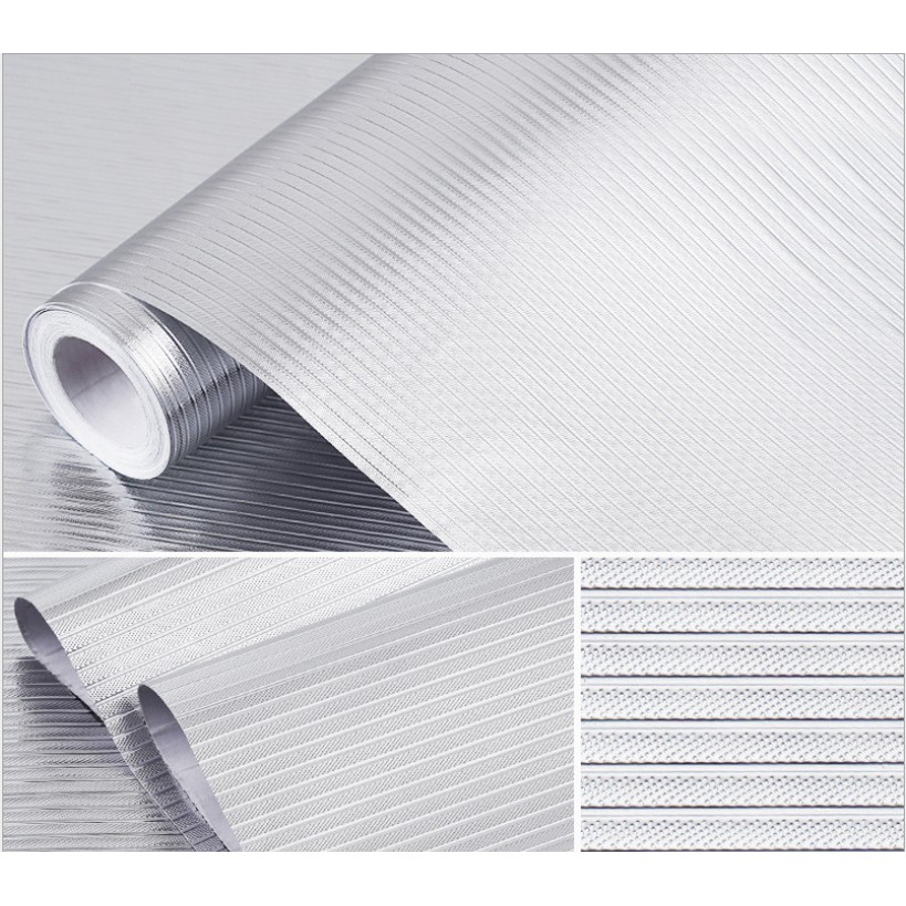 1m decal tráng nhôm BẠC SỌC khổ 60cm keo sẵn bóc dán