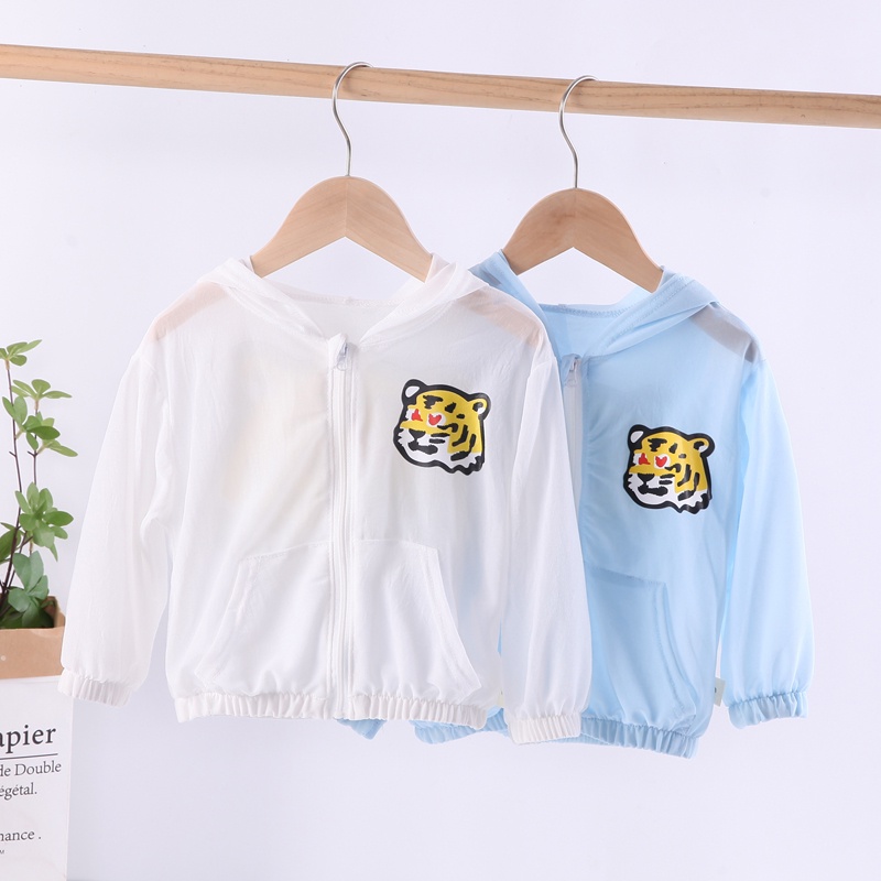 Áo Khoác Chống Nắng Tay Dài Có Khóa Kéo In Họa Tiết Hoạt Hình Kích Thước 80-120cm Thời Trang Mùa Hè Cho Bé