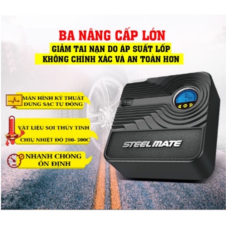 Bơm Lốp Ô Tô STEELMATE P05, P03 Chính Hãng – Bơm Xe Hơi,Thông Minh Cảm Biến Hơi Tự Ngắt Bảo Hành 12 Tháng