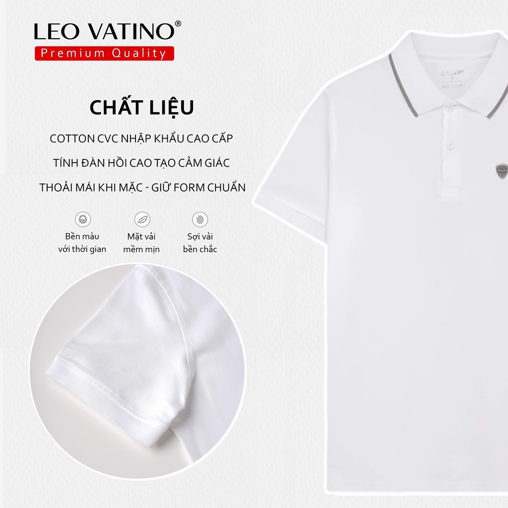 Áo polo nam Galvin Premium cao cấp 95% Cotton tag Hợp kim Aluminum PLGVPR05 - Leo Vatino