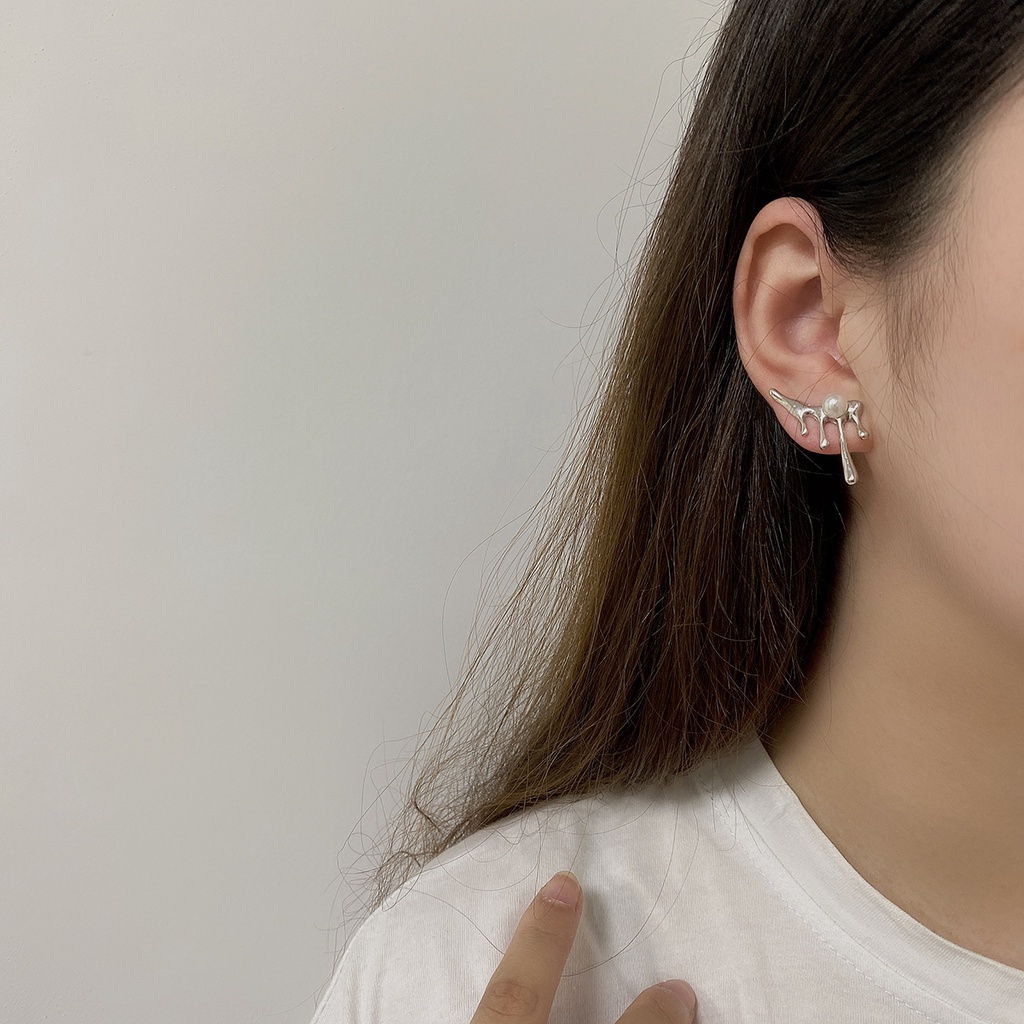 Bông tai hình giọt nước đính ngọc trai phong cách đường phố Âu Mỹ độc đáo