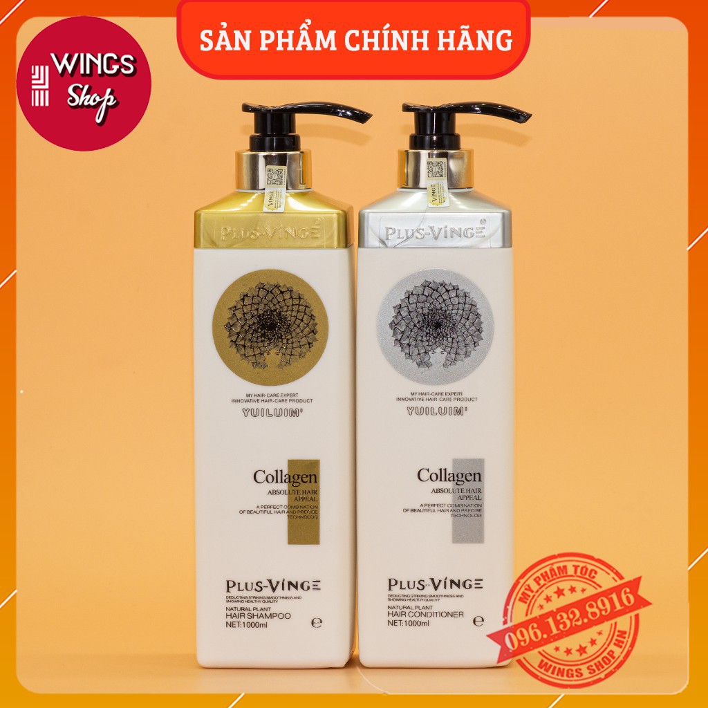 🛑FreeShip🛑 Cặp Dầu Gội Xả Collagen Vinge 1000ML| Ngăn Rụng Tóc,Giảm Rụng Tóc,Phục Hồi Tóc Hư Tổn | Hàng Chính Hãng Ý