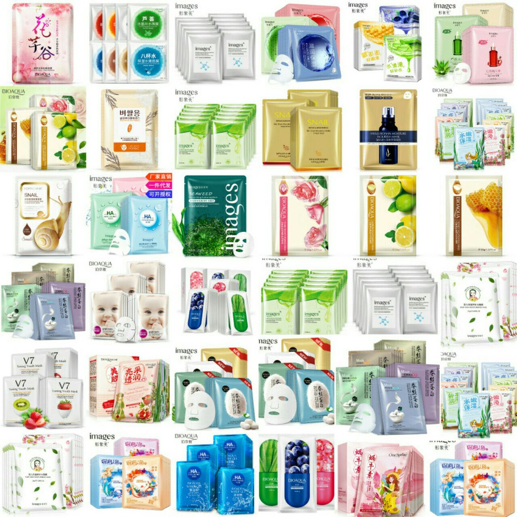 [Freeship HN,HCM] Combo Mix 50 Miếng Mặt Nạ Bioaqua, One Sping, Images, Rorec Mask Nội Địa Trung