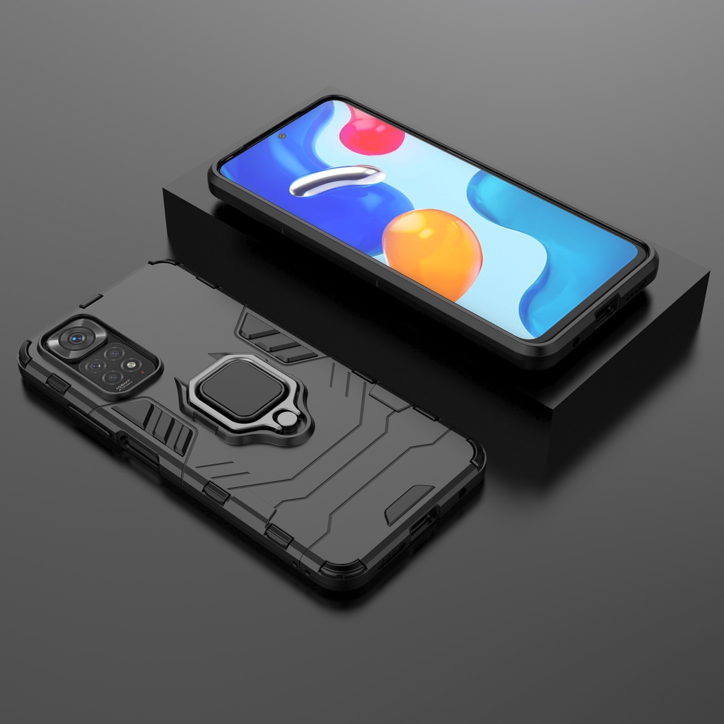 Ốp lưng Redmi Note 11 / Note 11s 6.43' Iron Man Iring chống sốc giá đỡ mặt lưng xem phim kiêm nhẫn hút ô tô