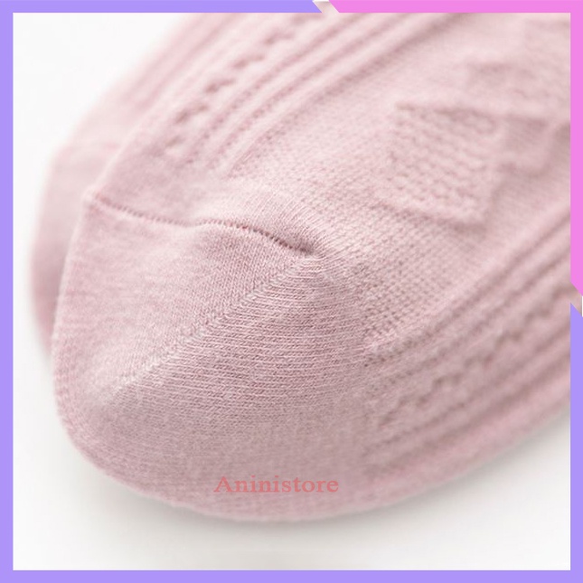 Tất cổ ngắn, vớ cổ ngắn nữ  Cotton Cổ Dệt Kim Cương phong cách Hàn Quốc (TP CN 025 – Aninistore)
