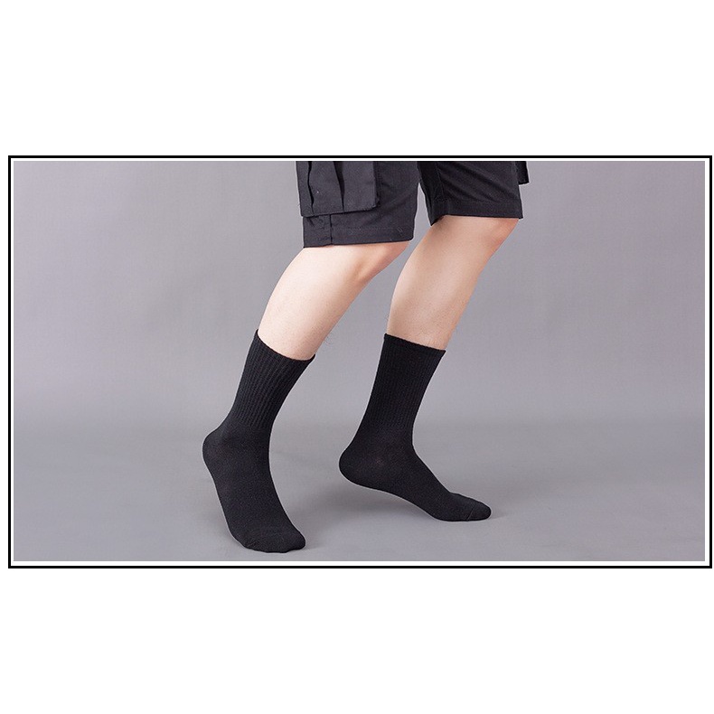 Vớ cotton cổ vừa co giãn màu trắng đen xám trơn thoải mái cao cấp cho nam