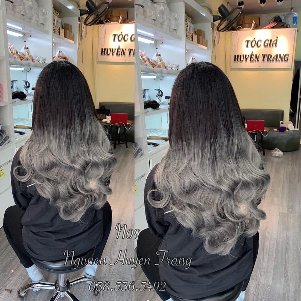 [Mã MABEAUTHE giảm 5k đơn 100k] TÓC GIẢ KẸP CHỮ U OMBER XÁM KHÓI <Ảnh Thật>