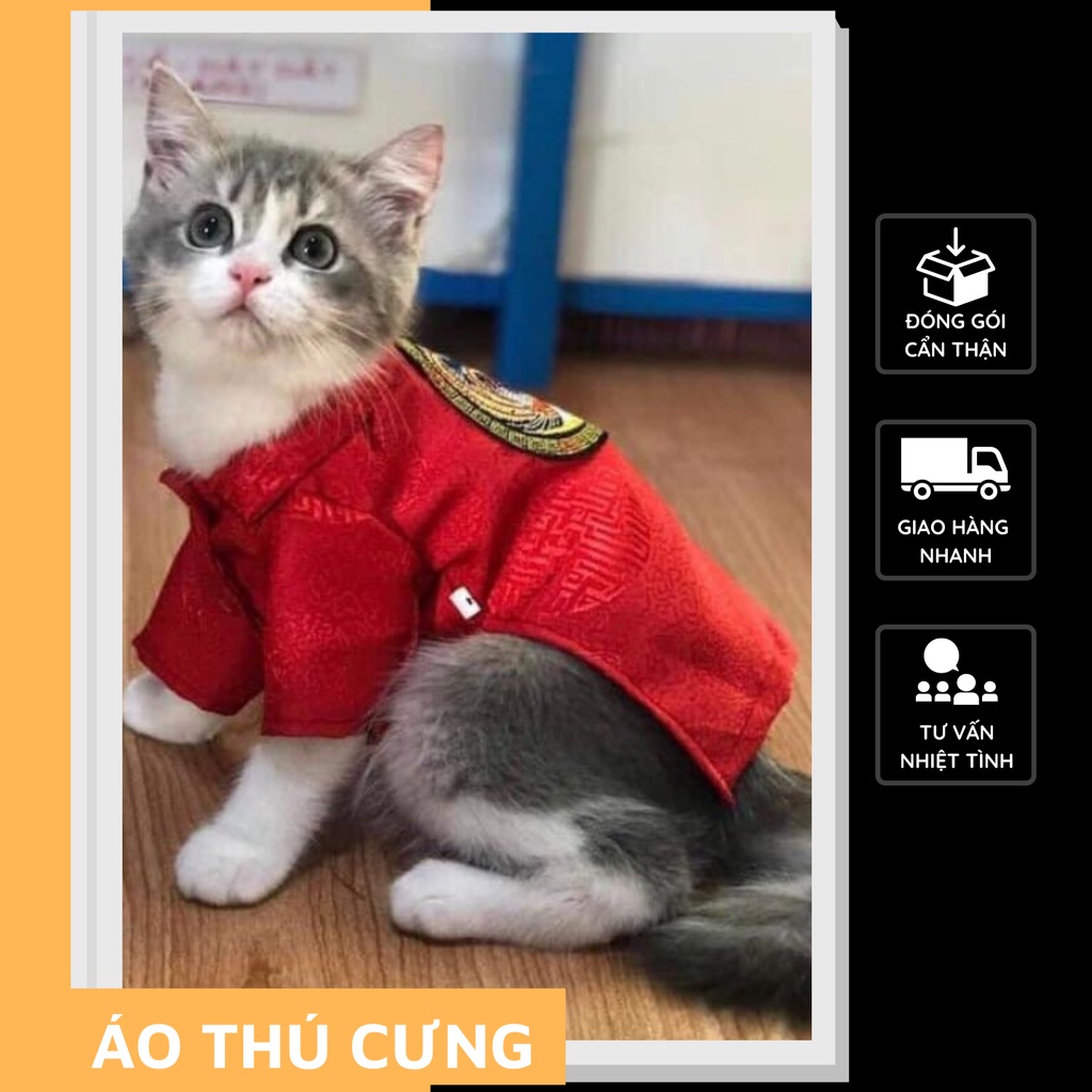 Áo Dài Tết Cho Thú Cưng Chó Mèo Chất Vải Gấm Cao Cấp Thời Trang Đặc Biệt Đáng Yêu Và Dễ Thương