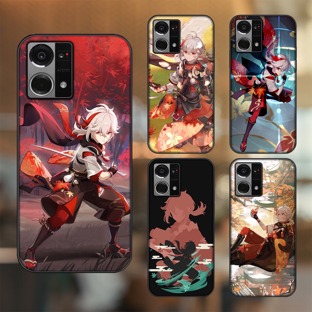 Ốp lưng Oppo Reno 7 4G viền đen in hình Kazuha Genshin Impact