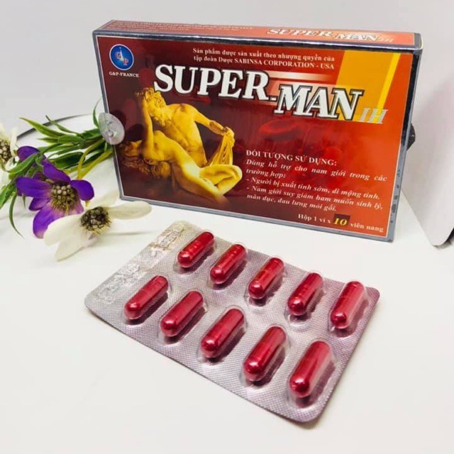 Super-Man 1h G&P France – Giúp bổ thận tráng dương, tăng cường sinh lý, tăng hormone nam, ngừa mãn dục sớm Superman GP
