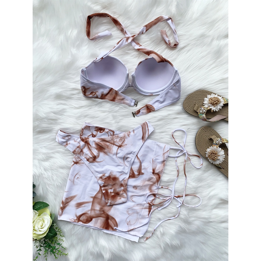Bộ đồ bơi 3 mảnh có mút nâng ngực in họa tiết mực cho nữ CA37 | BigBuy360 - bigbuy360.vn