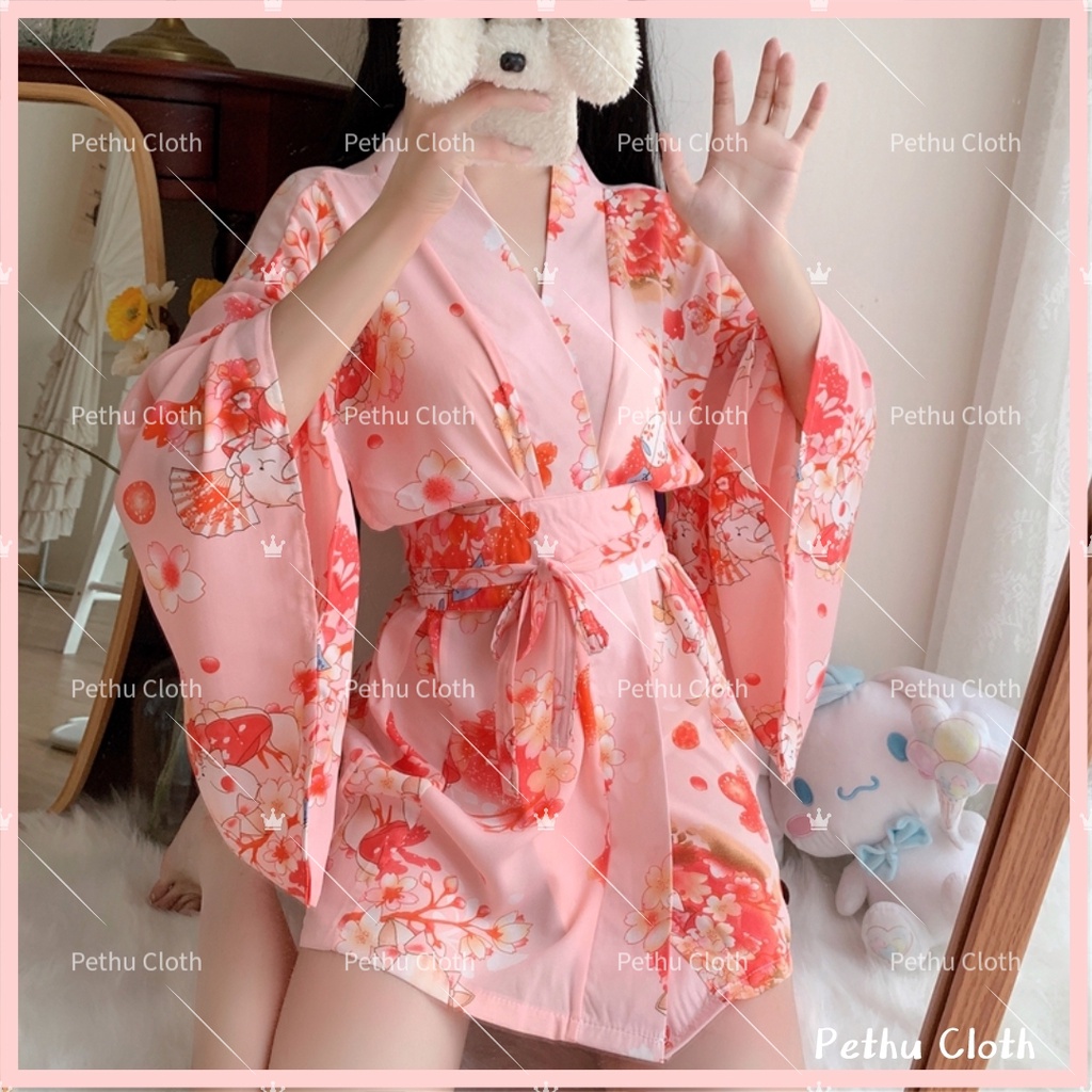 ❤️Hàng sẵn gửi ngay❤️Sexy đồ ngủ❤️Kimono Nhật bản❤️ Cute Choàng ngủ quyến rũ +Quần lót nữ--không Socks--cho 40-70kg--003