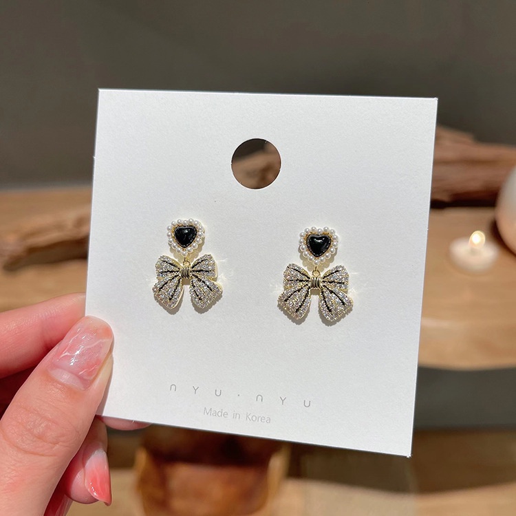 Bông Tai Mạ Bạc 925 Hình Nơ Đính Ngọc Trai Phong Cách Retro Pháp 2022