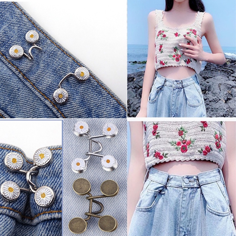 Ghim cài thắt lưng bằng kim loại hình hoa cúc thời trang xinh xắn cho nữ