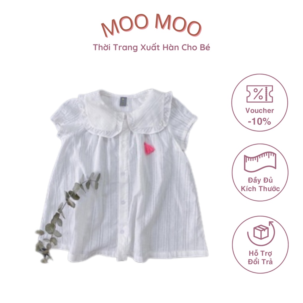 Váy bé gái moimonl màu trắng kẻ ô cổ bèo cánh sen công chúa xinh xắn