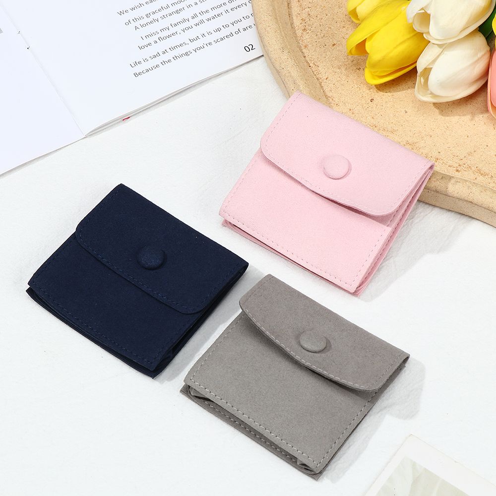 Túi nhung hai ngăn dày với nút chụp đựng vòng cổ trang sức chống bụi nhỏ gọn phù hợp làm quà tặng nhiều màu tùy chọn