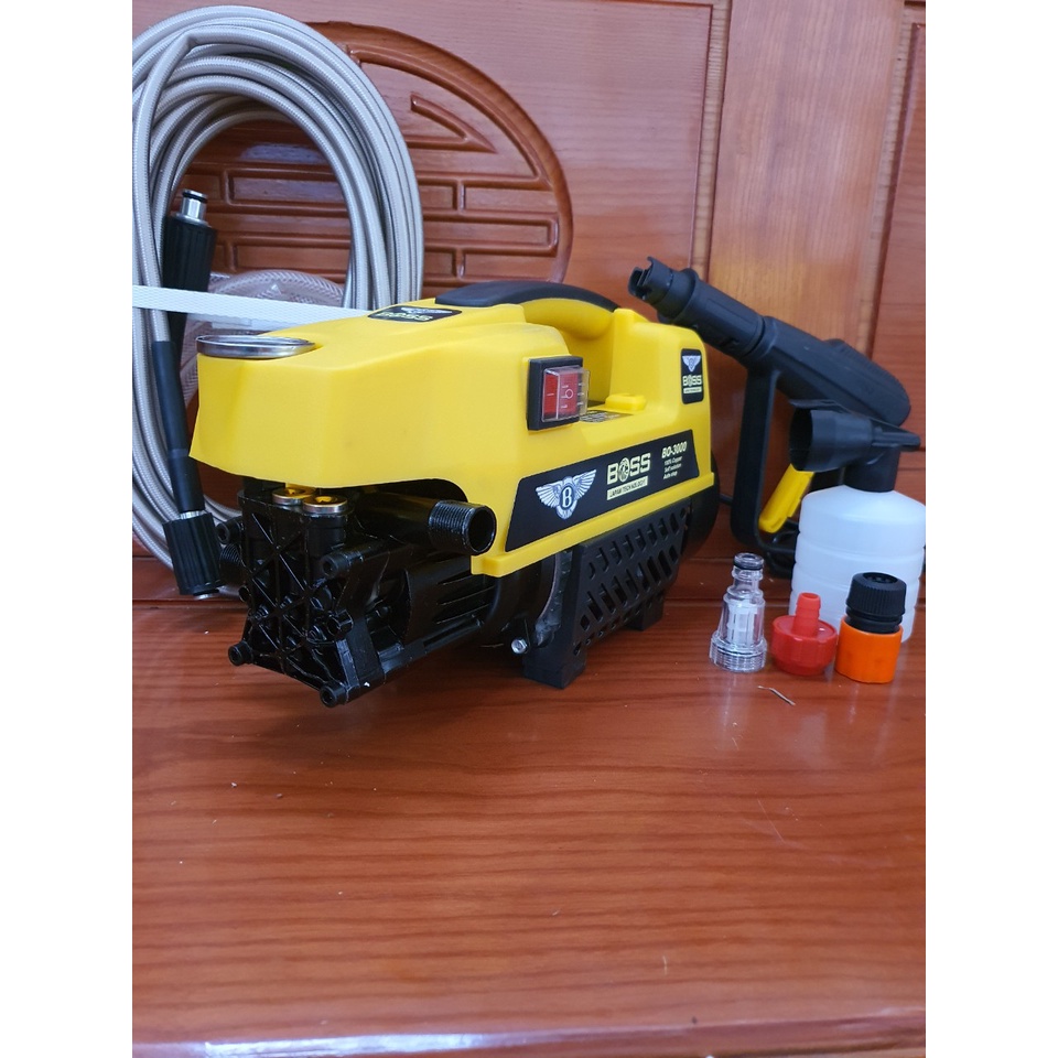 Máy rửa xe cao áp, loại lõi đồng, công suất 3000w, dây rửa 15m, tặng kèm bình xà phòng và cần nối súng (có video test)