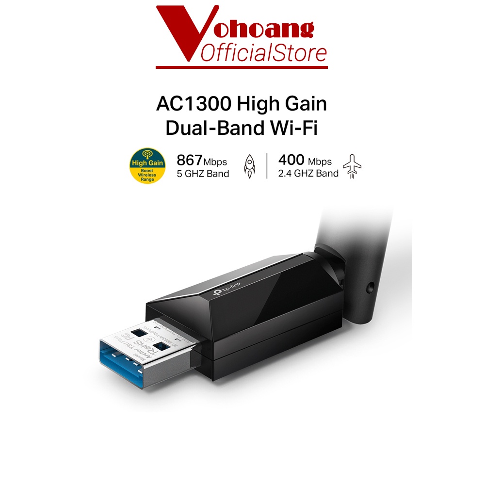 USB WiFi TPLINK Archer T3UPlus Băng Tần Kép Độ Lợi Cao AC1300 MUMIMO