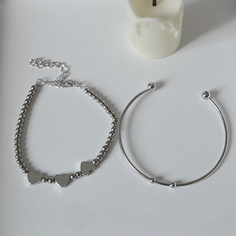 Vòng Tay Chuỗi Hạt Hình Trái Tim Thời Trang Phong Cách Punk Cá Tính 22347