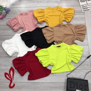 Áo thun kiểu tay bồng croptop