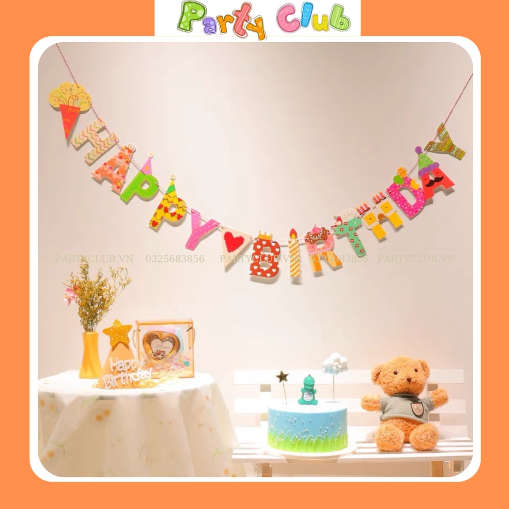 Dây treo chữ Happy Birth Day trang trí sinh nhật hình ria mép