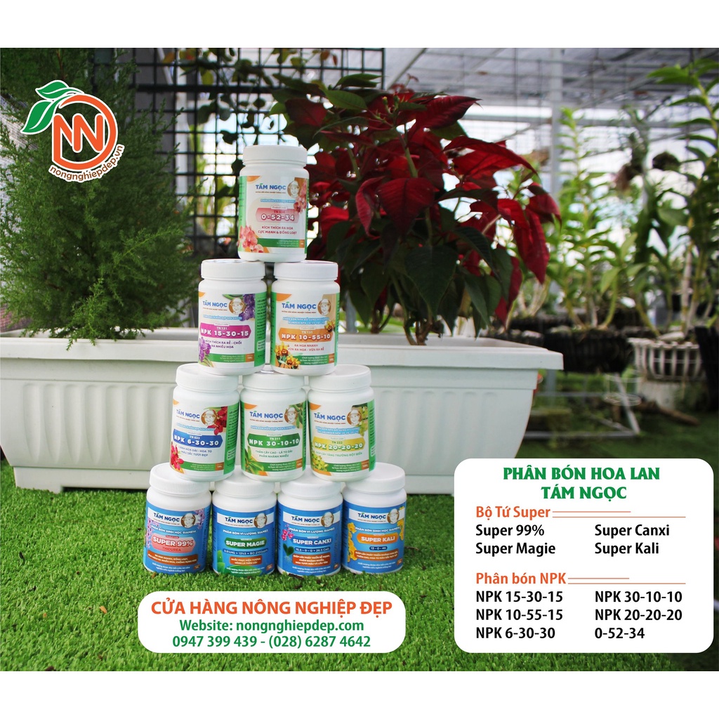 Bộ Phân Bón Hoa Lan Tám ngọc - 10 Hủ 100g - Phân Bón NPK - Phân Bón Lan