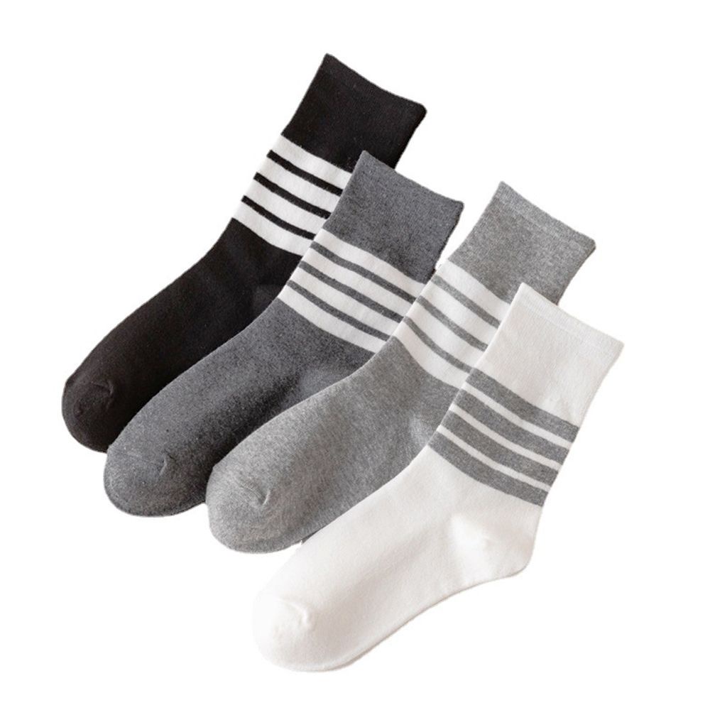 Tất cotton cổ vừa họa tiết kẻ sọc màu trơn phong cách Hàn Quốc thời trang cho nữ