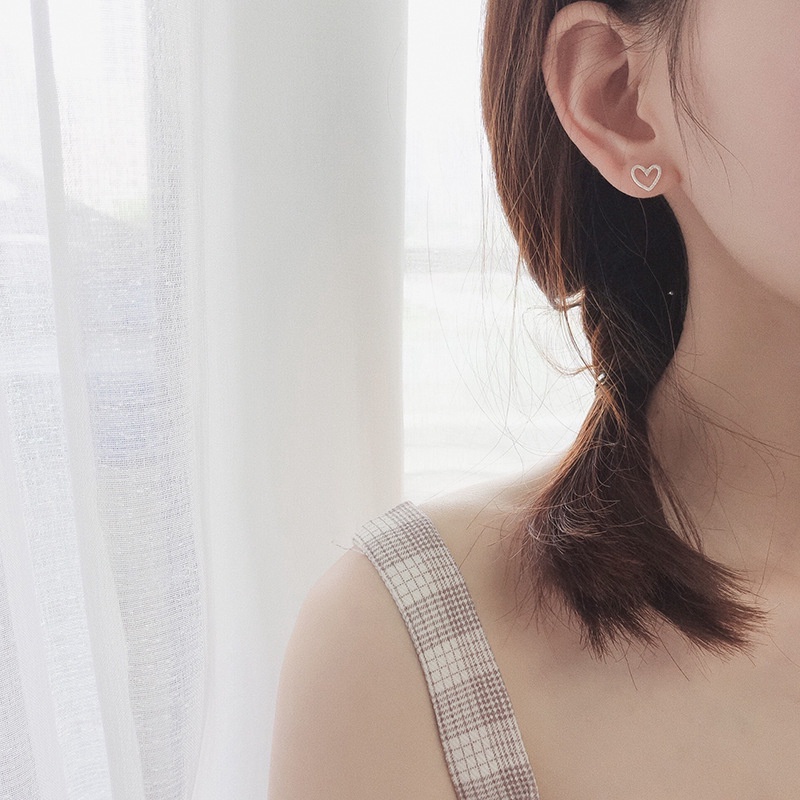 Bông Tai Hình Trái Tim Dễ Thương Phong Cách Hàn Quốc Thời Trang Cho Nữ