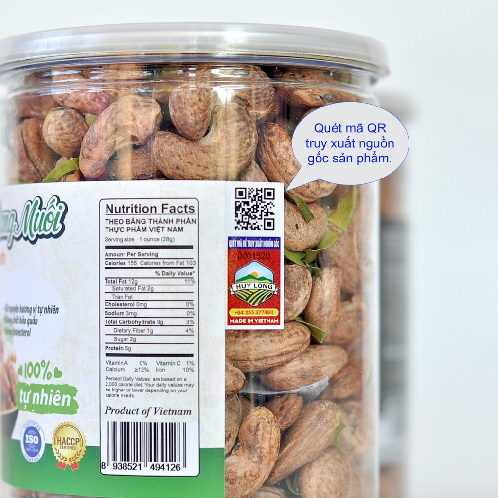 500g Hạt điều rang muối Bình Phước chuẩn ISO9001