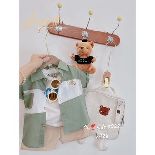 Set sơ mi pha thân 3ct bé trai