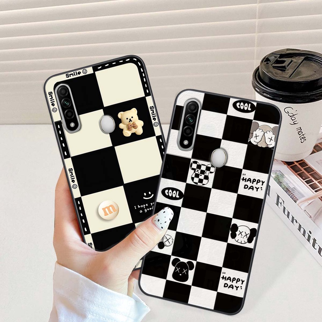 Ốp Oppo A31 gấu Bear rick caro vuông thời trang siêu đẹp