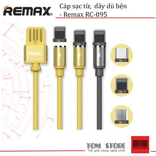 Cáp sạc từ nam châm,bọc dù dây bện Remax RC - 095 ( Cổng Iphone và Android )- BH 12 Tháng
