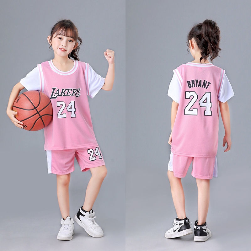 Áo Bóng Rổ Trẻ Em Số. Set Áo Thun Tay Ngắn Và Quần short Size Lớn 24 Kobe Thời Trang 2022 Mới Cho Bé Gái