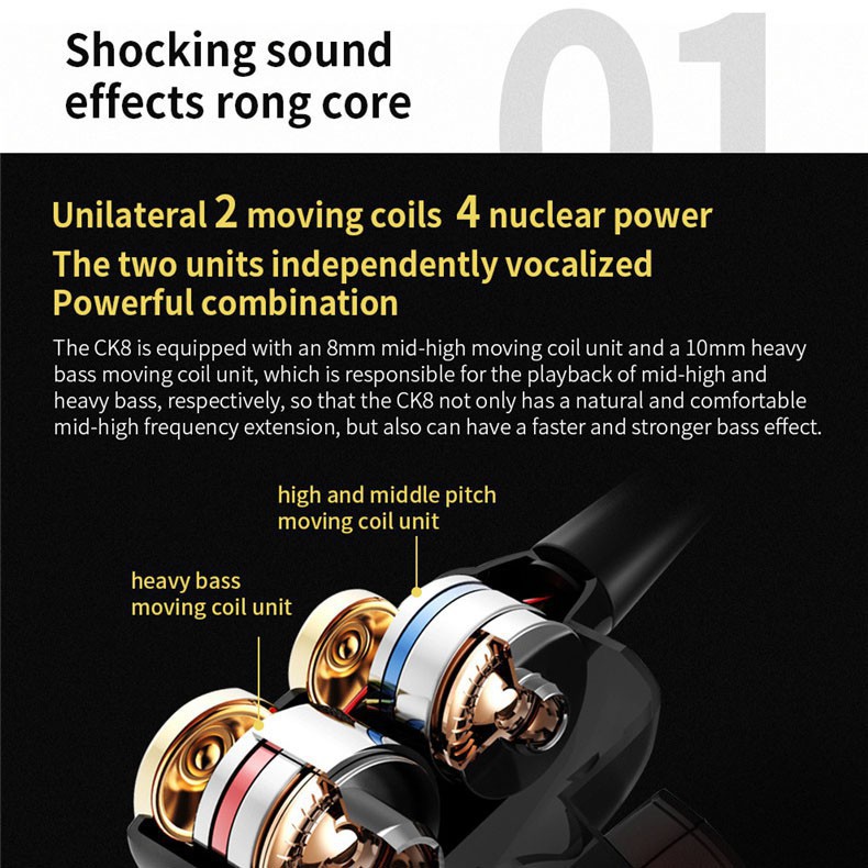 Tai nghe nhét tai QKZ Ck8 dài 1.2m giác cắm 3.5mm